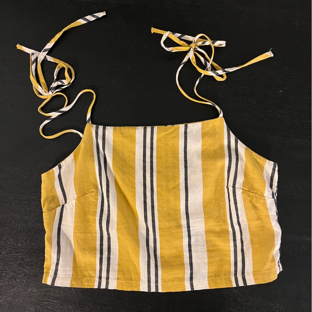 Stradivarius Yellow and White Striped Women's top